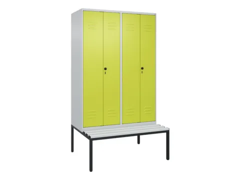 PBM-locker met bank,HxBxD 2120x1200x815mm,4vak,vak B 300mm