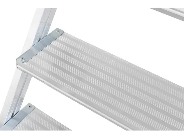 Escabeau mobile Plateforme H 1m 4 marches Aluminium 4 roulettes