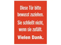 deurbord,Deze deur goed dichttrekken.,folie,rood/wit,zelfklevend