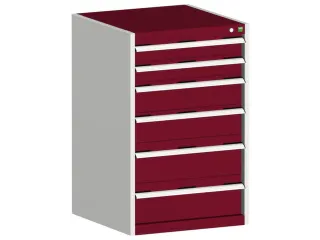ladekast HxBxD 1000x650x650mm 6laden romp RAL7035 front RAL3004 - 1