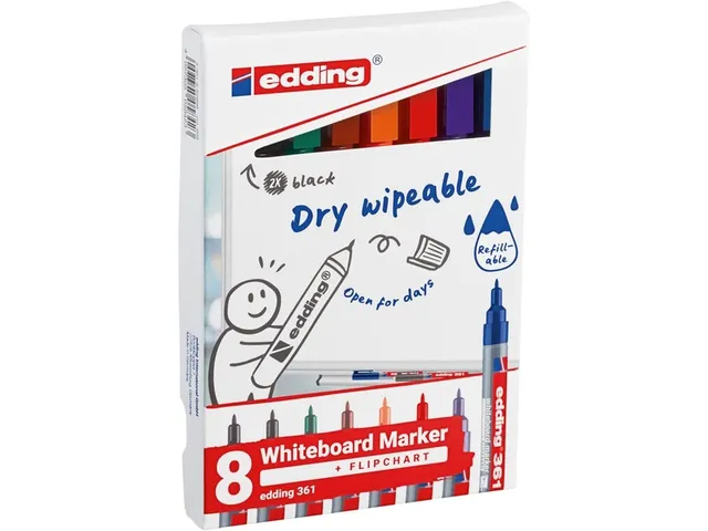 Viltstift edding 361 whiteboard rond 1mm assorti