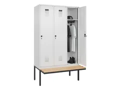 locker met bank,HxBxD 2120x1200x815mm,3vak,vak B 400mm,draaigrendel