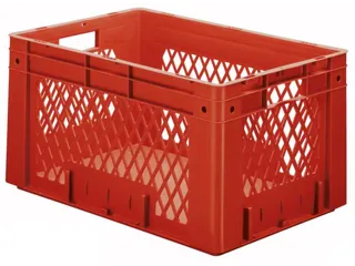 Euronorm Stapelkrat 320x600x400mm 60l Opengewerkt/Bodem Gesl. Rood - 1
