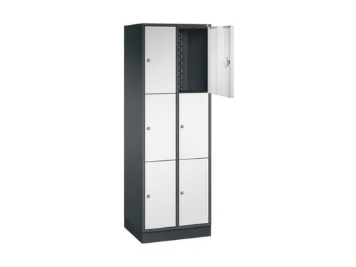 lockerkast,RAL 7021/RAL 7035,HxBxD 1950x620x500mm,2x3vakken,cil.-slot