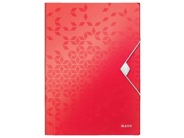 Elastomap Leitz WOW A4 3 kleppen PP rood