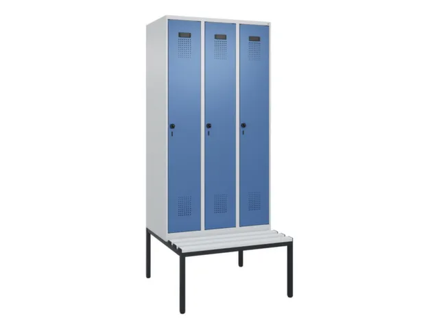 locker met bank,voor scheiding van kleding,HxBxD 2120x900x815mm,3vak