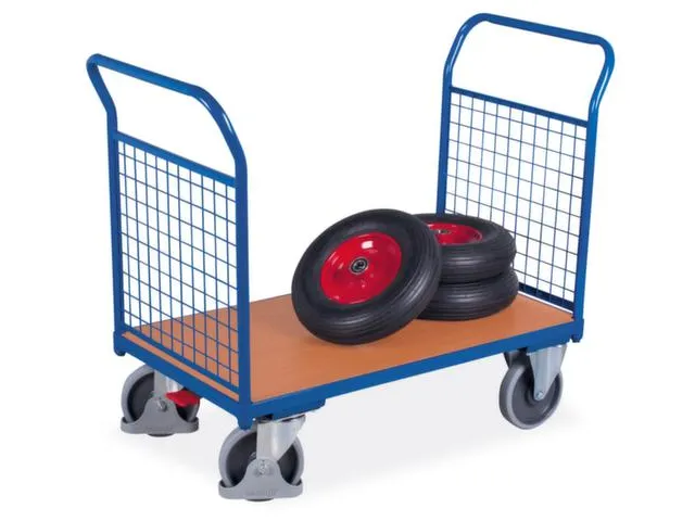 Platformwagen 400kg 880x500mm 2 Gaaskopwanden Ral 5010 Beuken