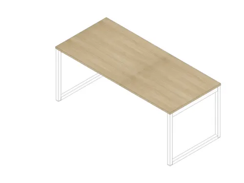 bureau,HxBxD 730x1800x800mm,blad eiken,sledeframe wit