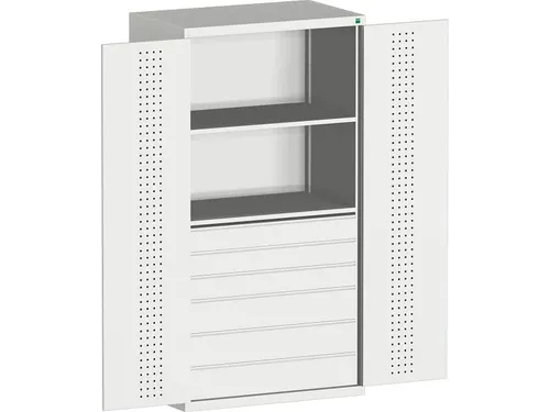 systeemkast HxBxD 2000x1050x650mm 2xStalen bodem 6laden Ral7035