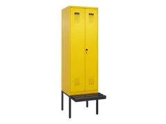 PBM-locker met bank,HxBxD 2120x600x815mm,2vak,vak B 300mm,draaigrendel