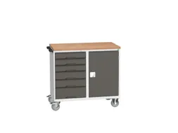 montagetafel 980x1050x600mm multiplexblad 6 laden kast front RAL7016