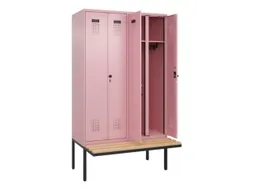 locker met bank,voor scheiding van kleding,HxBxD 2120x1200x815mm,4vak