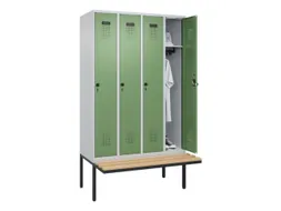 locker met bank,HxBxD 2120x1200x815mm,4vak,vak B 300mm,draaigrendel