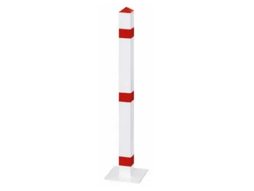 Afzetpaal Vierkant 70X70M Vast Bodemplaat Spitse Kop Wit/rood