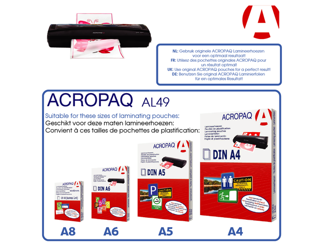 ACROPAQ 4-in-1 set - Plastifieuse A4 Rogneuse Arrondisseur d'angles  Pochettes