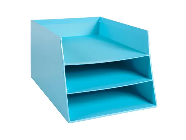 Kartonnen postmand 3 niveaus pastelblauw