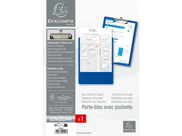Klemplaat met instee khoes PP A4 blauw