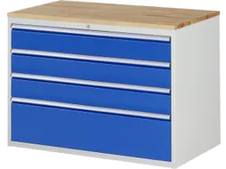 ladekast 825x1145x650mm 4laden cilinderslot RAL7035 RAL5010 beuken