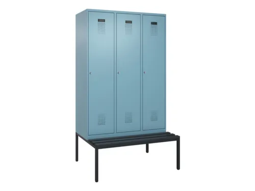 locker met bank,voor scheiding van kleding,HxBxD 2120x1200x815mm,3vak