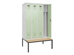 locker met bank,voor scheiding van kleding,HxBxD 2120x1200x815mm,4vak
