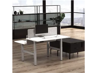 Cambio Zit-Sta bureau duo bench frame Zilver - 3
