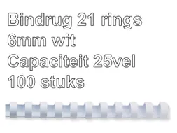Bindrug Fellowes 6mm 21-rings A4 wit 100stuks