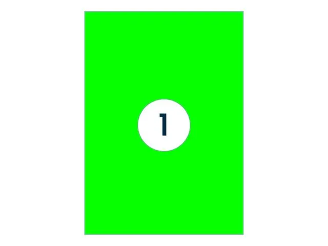 Gekleurde Etiketten 210x297mm A4 Fluor Groen 42124