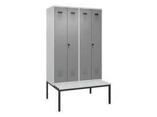 PBM-locker met bank,HxBxD 2120x1200x815mm,4vak,vak B 300mm - 2