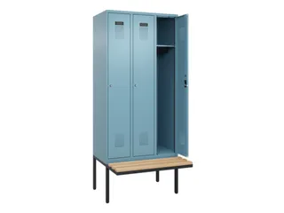 locker met bank,HxBxD 2120x900x815mm,3vak,vak B 300mm,cilinderslot - 1