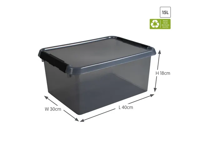 Comfort Line opbergbox 15L transparant grijs - 40x30x18cm