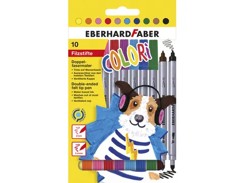Viltstiften Eberhard Faber duo 0,8+1-3mm assorti etui à 10stuks