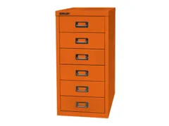 kantoor-ladekast HxBxD 590x279x380mm 6 laden romp + front oranje staal