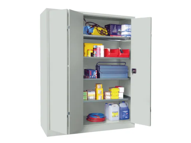 Vouwdeurkast 1950x1500x500mm 4legborden Verzinkt Ral7035 Front Ral7035