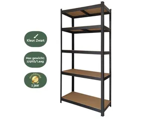 Stellingkast BRASQ 5 borden 90x40x180cm SU175 max 875 KG zwart - 3