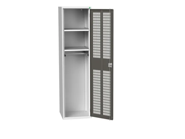Lockerkast 2000x525x550mm 2 vakken, ventilatiedeur, RAL7016