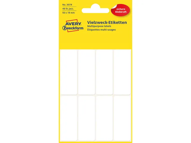 etiket Avery Zweckform 50x19mm wit blister a 48 etiketjes