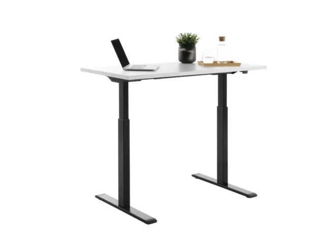 Elektrisch ihv bureau,HxBxD 700-1200x1200x600mm,blad wit,T-voet zwart