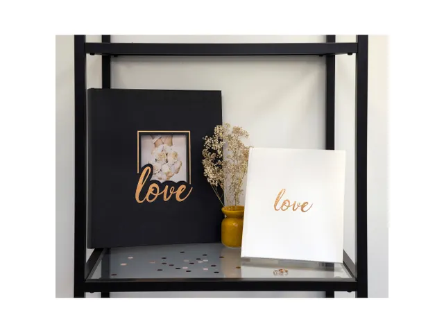Livre d'or 140 pages tranche or - Format 21x19cm - LOVE Blanc - Blanc
