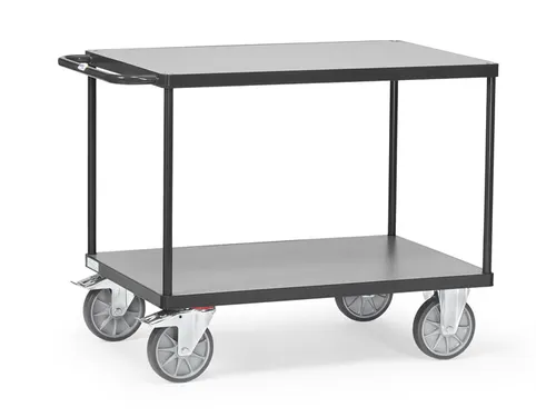 Zware Tafelwagens 2403 Ral7016 600kg 2 Etages 1200x800mm Houten Plaat