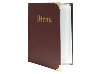 Menukaart Securit A4 4 tas wijnrood lederlook - 2