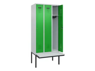 locker met bank,HxBxD 2120x900x815mm,3vak,vak B 300mm,cilinderslot - 1