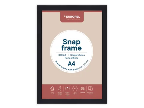 Kliklijst Europel A4 25mm mat zwart