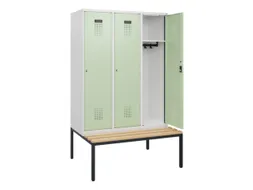 locker met bank,HxBxD 1950x1200x815mm,3vak,vak B 400mm,cilinderslot