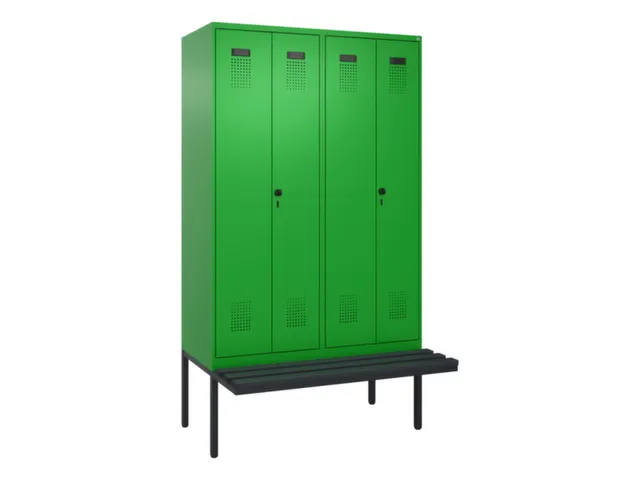 locker met bank,voor scheiding van kleding,HxBxD 2120x1200x815mm,4vak