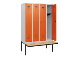 locker met bank,HxBxD 1950x1200x815mm,4vak,vak B 300mm,cilinderslot