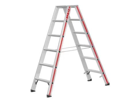 trapladder,beide zijden,2x7treden,Stand H 1,15m,balk L 1,8m,aluminium