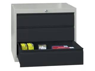 ladekast 600x715x600mm 3laden cilinderslot RAL7035 front RAL7016 - 1