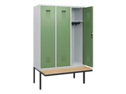 locker met bank,HxBxD 1950x1200x815mm,3vak,vak B 400mm,cilinderslot