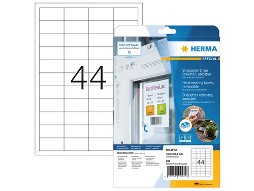 HERMA 4572 Weervaste Folie-etiket A4 48,3x25,4mm removable 880 stuks