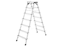 Dubbele Ladder,Beide Zijden,2X7Geribbelde Treden,Aluminium